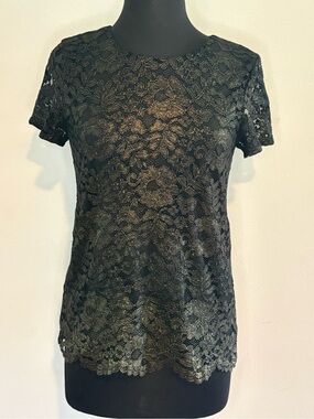 Banana Republic Women’s Black Lace Short Sleeve Blouse Small
